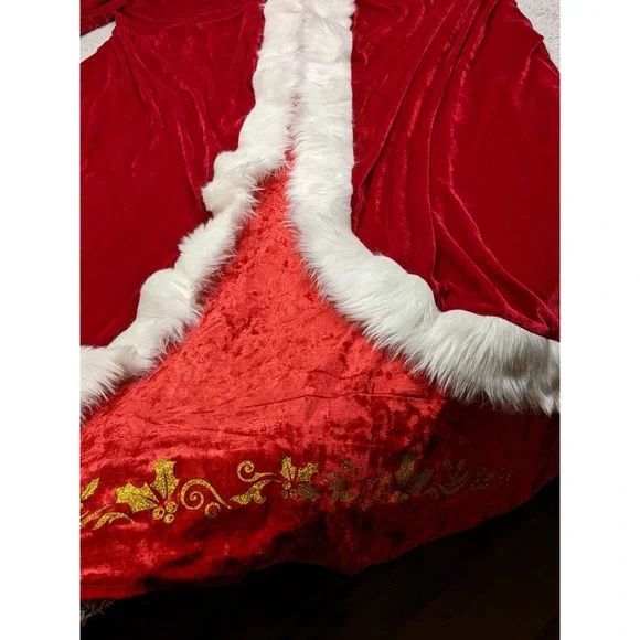 Mrs Santa Claus Velvet Costume Christmas Womens 4XL Hooded Belt Gloves New - Picture 4 of 16